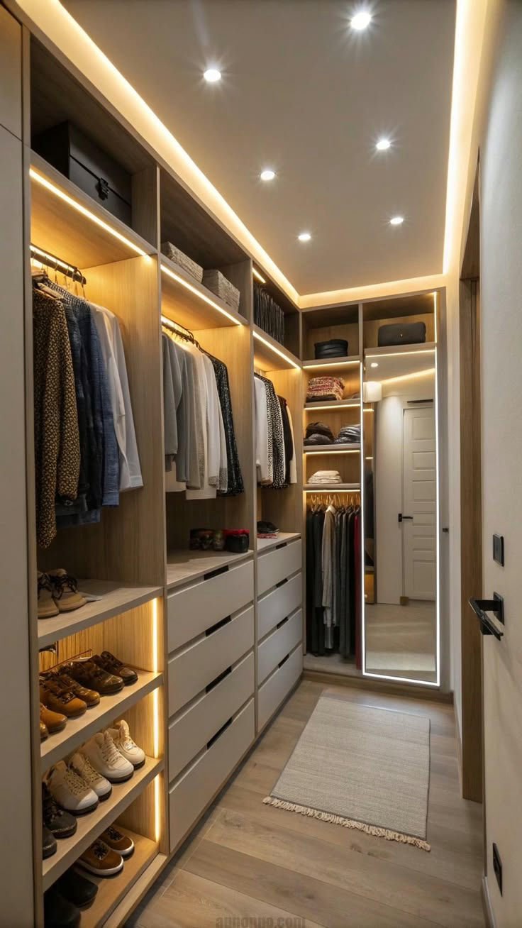 Vestidor a medida con iluminación LED y espejo